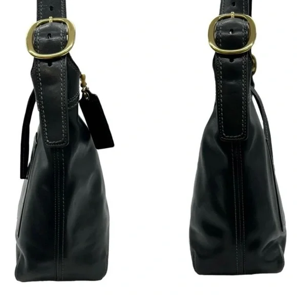 COACH Vintage Slim Duffle Sac 12376 Black Leather Shoulder Bag - Picture 4 of 8